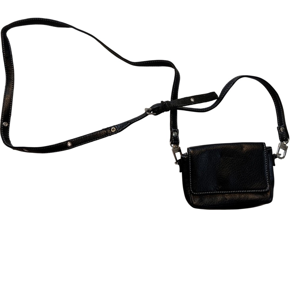 Thirty-One Black Pebble Mini Crossbody Wallet Bag Purse Striped Lining